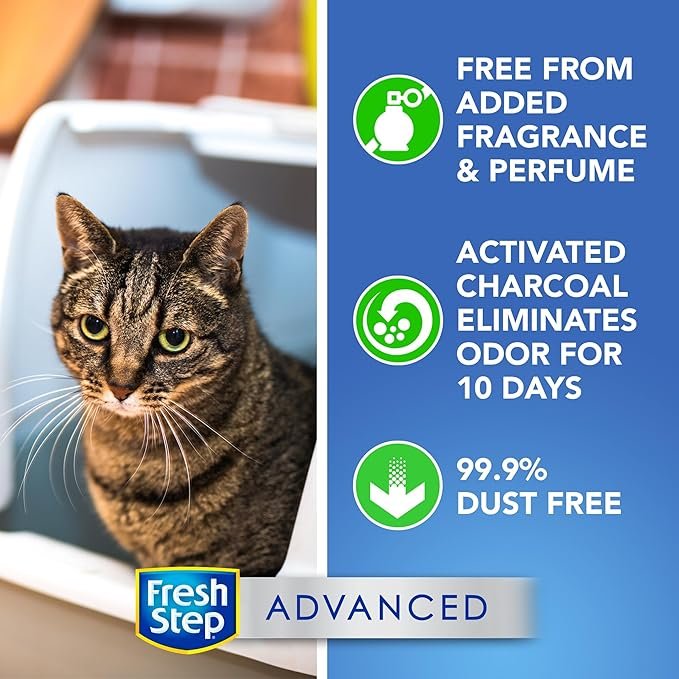 3 Fresh Step Clumping Cat Litter, Advanced, Simply Unscented, Extra Large, 37 Pounds total (2 Pack of 18.5lb Boxes) (Package May Vary)