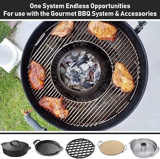 3 X Home Grill Grate for 22 Inch Weber Charcoal Grill, Upgraded 8835 Gourmet BBQ System Hinged Cooking Grate, 21.5 x 21.5 Inch