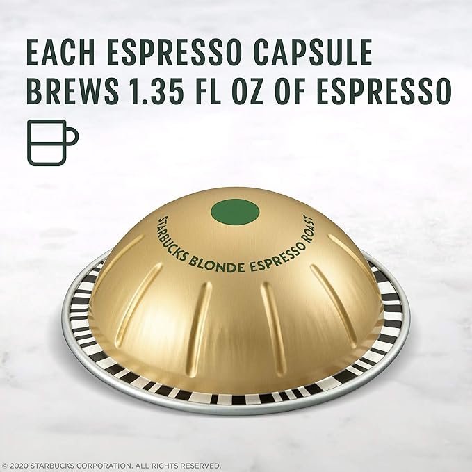 2 Starbucks Blonde Roast Nespresso Capsules (50-count, compatible with Nespresso Vertuo Line System)