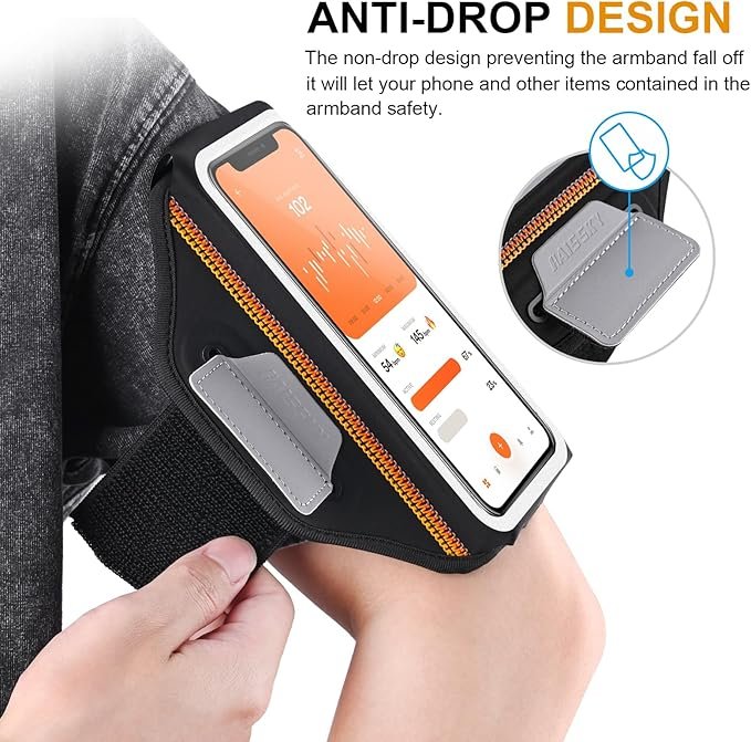 2 Phone Armband for Running 3D Design Cell Phone Armband with Zipper Pocket for Earbuds Car Keys, Water Resistant Sport Arm Band for iPhone 14 13 12 11 Pro Galaxy S20 S30 Fit Up to 6.9'' with Phone Case