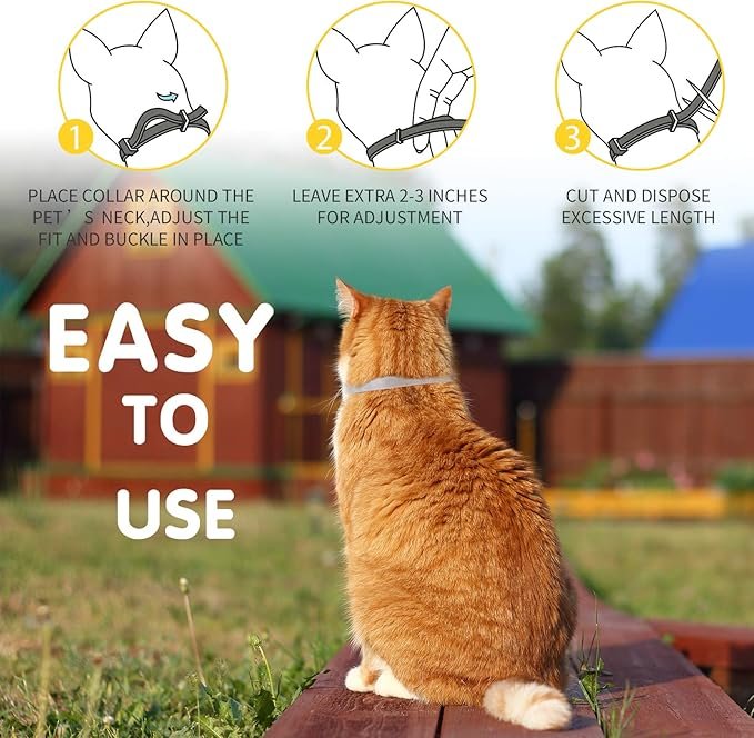 3 Collar for Cats,2 Pack,Natural Prevention for Cats,8 Months Protection,One Size Fits All Cats,Adjustable & Waterproof,Include Comb
