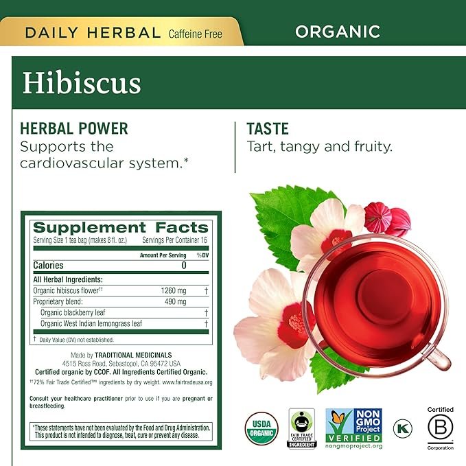 1 Traditional Medicinals Tea, Organic Herbal Tea in Six Calming Flavors, Chamomile Tea, Hibiscus Tea, Peppermint, Lemon Balm Tea, Lemon Ginger Tea, & Passionflower, 96 Tea Bags, (6 Pack)