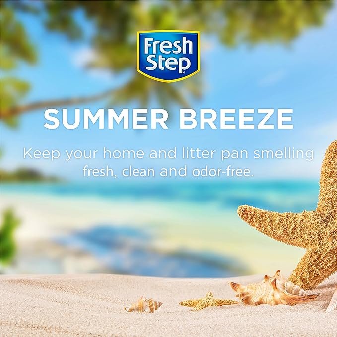 2 Fresh Step Cat Litter Crystals In summer Breeze Scent | Cat Litter Box Deodorizer which Combats Odors and Neutralizes Smells to Keep Your Home Clean, 15 Ounces, Packaging may vary
