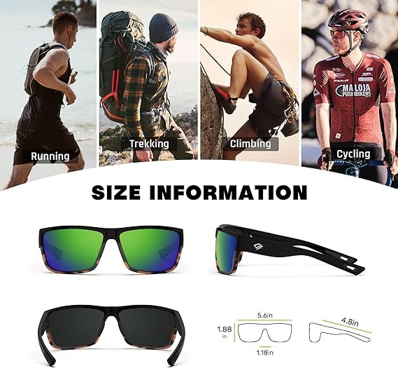 2 TOREGE Polarized Sports Sunglasses for Men and Women Cycling Running Golf Fishing Sunglasses TR26