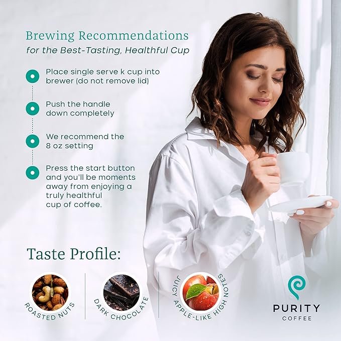 3 Purity Coffee FLOW Medium Roast Organic Coffee - USDA Certified Organic Specialty Grade Arabica Single-Serve Coffee Pods - Third Party Tested for Mold, Mycotoxins and Pesticides - 12 ct Box