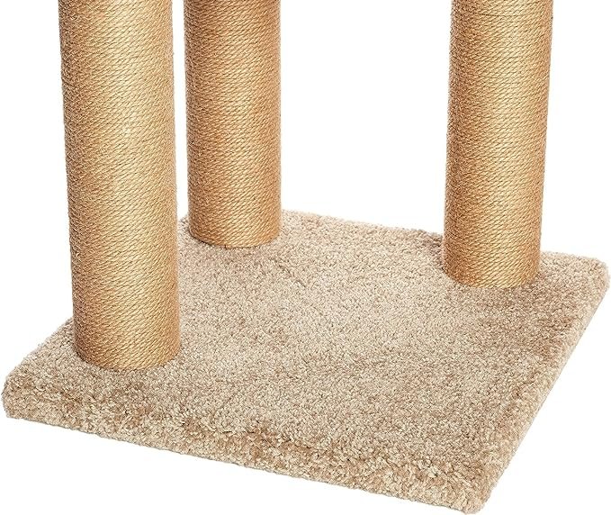 3 Amazon Basics Cat Tree Indoor Climbing Activity Tower with Scratching Posts, Medium, 15.7 x 31.5 Inches, Beige