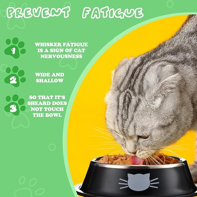 2 Nuogo 12 Pack Cats Bowls Stainless Steel Cat Foods Bowls with Rubber Base 7 oz Non Slip Cat Feeder Water Bowl Cat Feeding Dishes for Small Medium Animals Kitten Rabbit