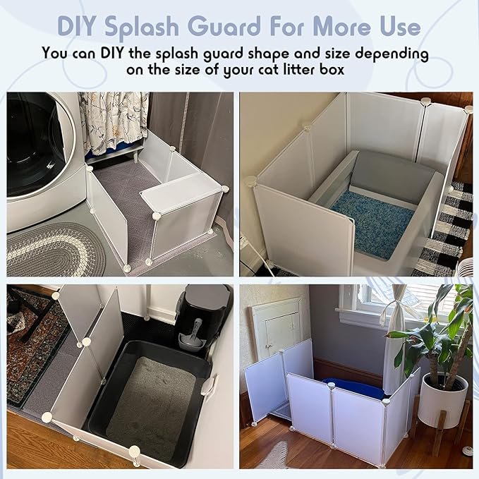 2 MEEXPAWS Cat Litter Box Enclosure Splash Guard Extra Large 28L × 21.5W x 18H inch with Cat Litter Mat Easy Clean (White)