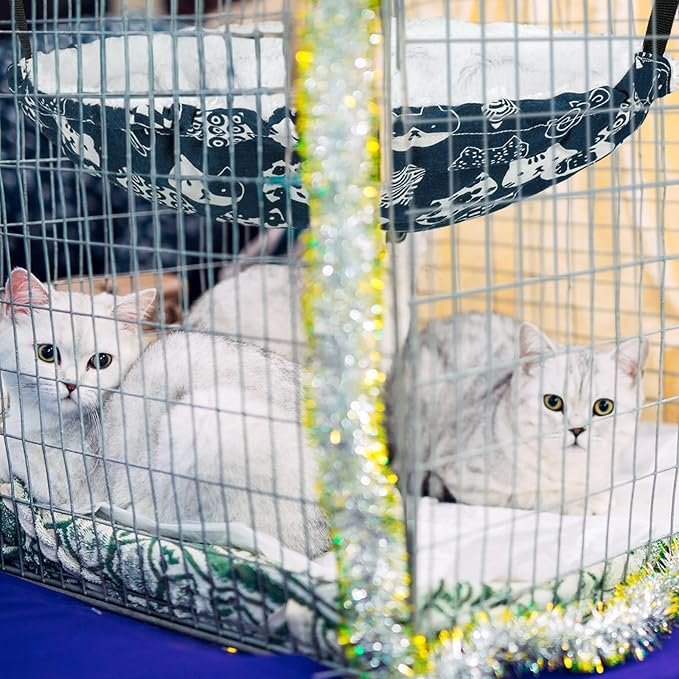 1 Jetec 2 Pcs Reversible Cat Hanging Hammock Lounge Breathable Pet Cage Hammock Soft Cat Wall Hammock Double Sided Hanging Cat Wall Bed with Adjustable Straps and Metal Hooks for Small Animals