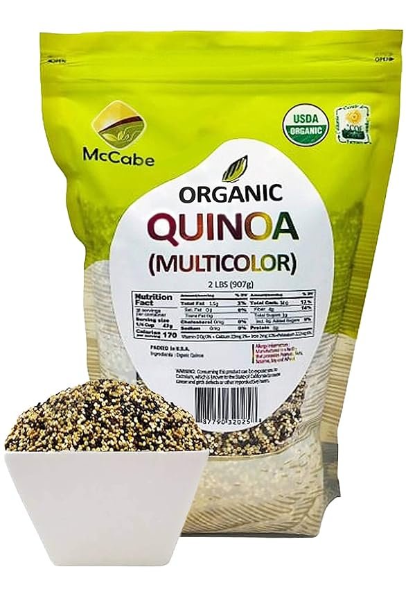 1 McCabe Organic Multicolor Quinoa - Multicolor Quinoa Organic | Rich with Fiber & Minerals | USDA and CCOF Certified | Packed in USA | 2Lbs