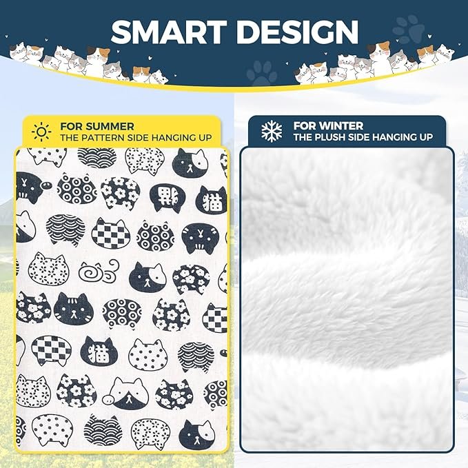1 Cat Hammock for Cage Hanging Reversible 2Pack,Pet Hammock Bed Adjustable,Soft Sleeping Hammock for Cats,Ferret,Puppy,Rabbits,Small Animals (CAT, M)