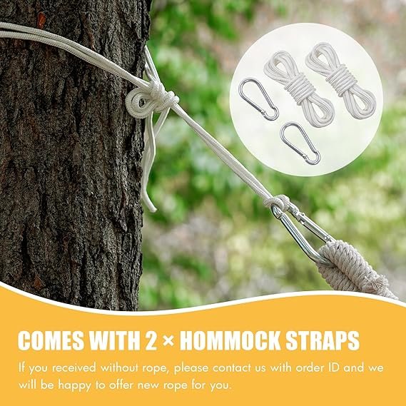 2 Portable Double Hammock Kit with 9.8FT2 Ropes - Outdoor and Indoor Relaxation Station for 2 People - Includes Carrying Bag - Ideal for Patio, Backyard, Porch, and Camping