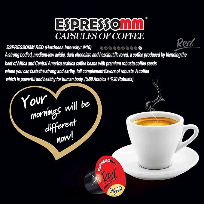 4 Espresso Capsules for Nespresso Original Machines, 10 Capsules, Assorted Coffee Flavors, Single-serve Aluminum Pods (Red, 1 Pack (10 Count))