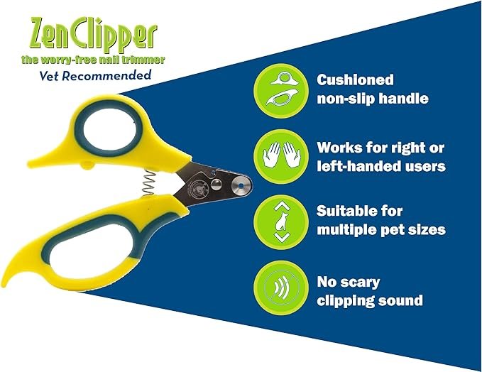 4 Zen Clipper Pet Nail Clipper for Cats – Cat Nail Clipper for Safer Cat Grooming and Nail Care - Clean, Quiet, and Easy-to-Use Stainless Steel Cat Claw Trimmer - (2.5mm Hole)