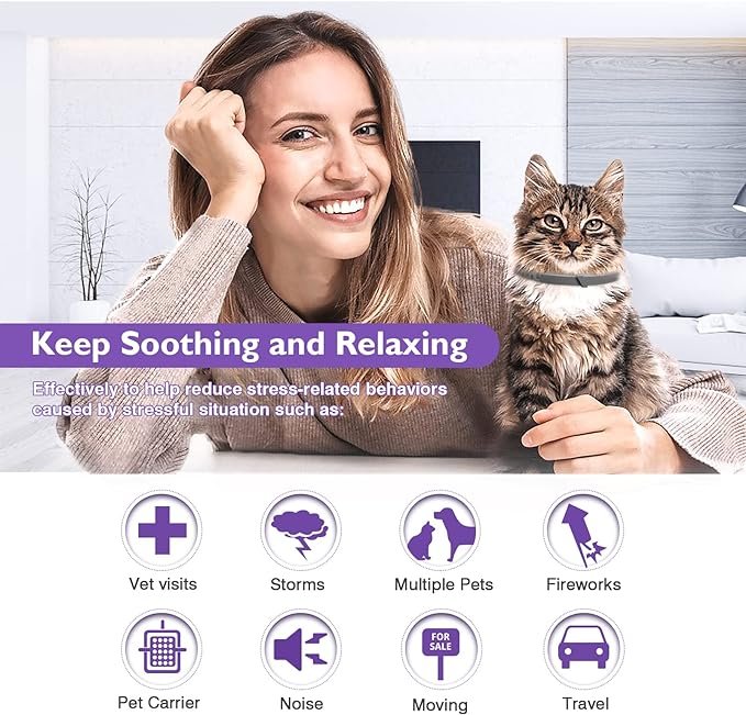 1 3 Pack Calming Collar Efficient Relieve Reduce Anxiety Stress Pheromones Calm Relaxing Comfortable Breakaway Collars Adjustable for Small, Medium Large Cat, Kittens