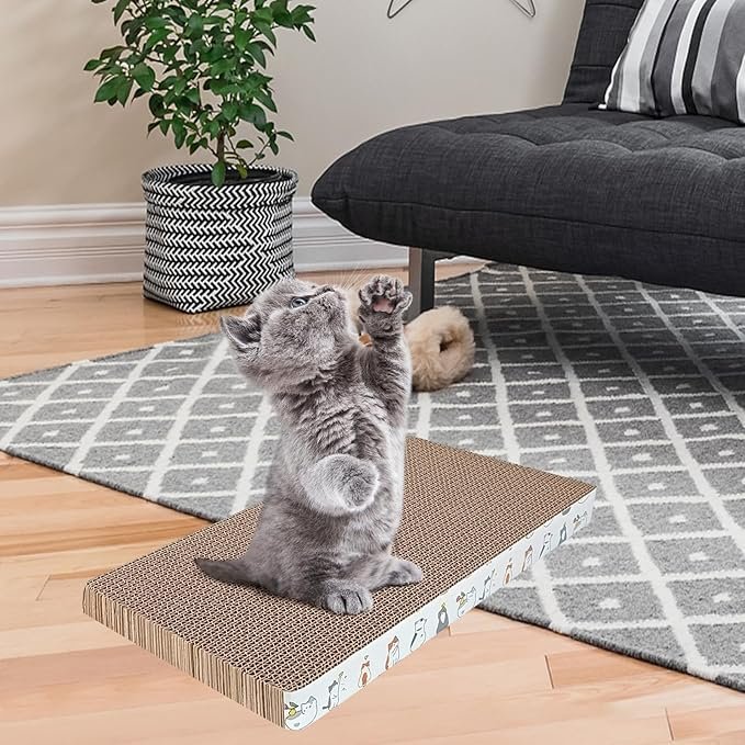 4 Cardboard Scratcher Pad, 1 Pc Cat Scratchers for Indoor Cats Grinding Claw and Tooth Board Cat Scratcher Cardboard Cat Scratching Board