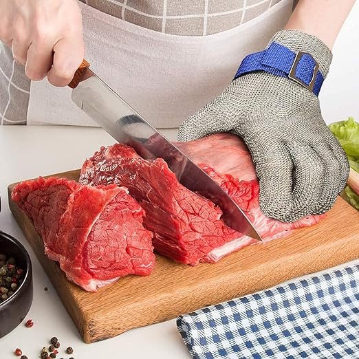 2 Level 9 Food Grade Cut Resistant Glove, Upgraded Stainless Steel Mesh Metal Glove for Kitchen, Meat Cutting, Fishing, Oyster Shucking (Large)