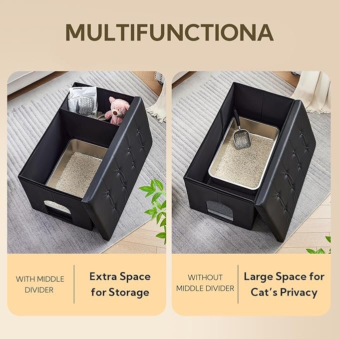 1 MEEXPAWS Cat Litter Box Enclosure Furniture Hidden, Cat Washroom Bench Storage Cabinet | Extra Large 36'' x 20'' x 20''| Dog Proof | Waterproof Inside/Easy Clean | Easy Assembly | Odor Control