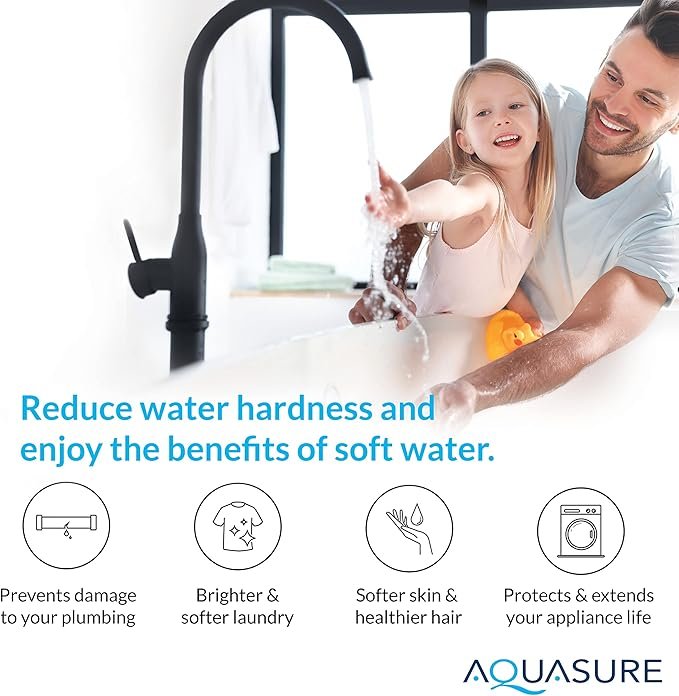1 Aquasure 48K Harmony Series Whole House Water Softener - High Performance Metered Control Head | Minimizes Hardness & Minerals | Enhances Water Quality | Ideal for 3-4 Bathrooms