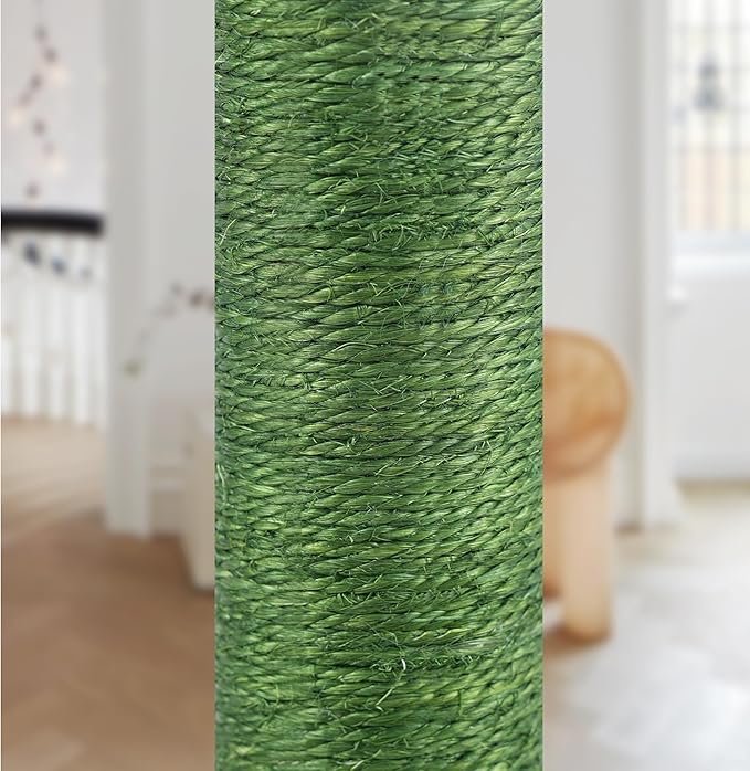 4 23.6" Cat Scratching Post, Cactus Cat Scratcher with Natural Sisal Rope for Indoor Cats, Claw Scratcher Green Cat Tree with Dangling Balls and Feather for Small Cats Kittens
