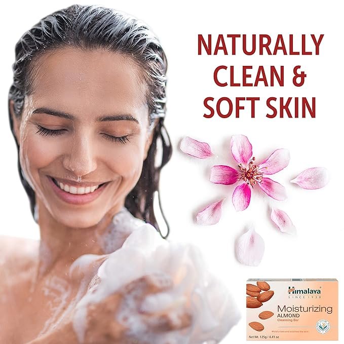 2 Himalaya Moisturizing Almond Cleansing Bar, Face and Body Soap for Soft Skin, 4.41 oz, 12 Pack