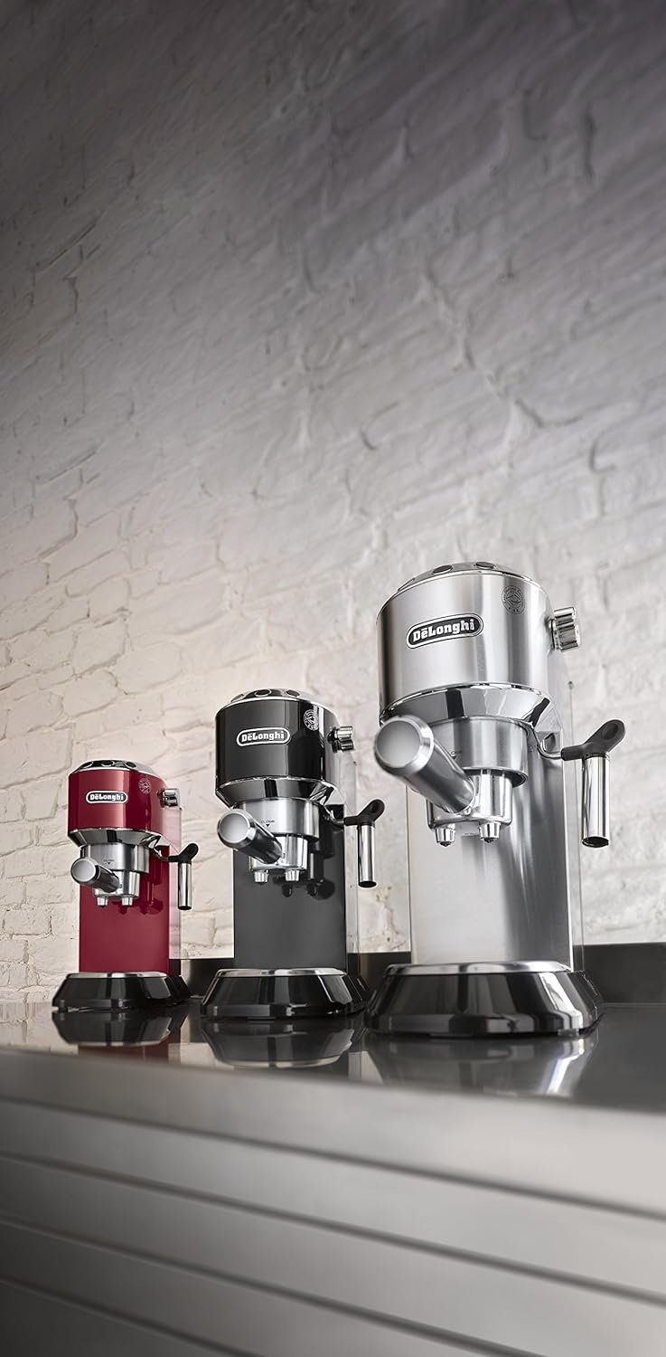 7 The De'Longhi EC680 Slim Stainless Steel Espresso and Cappuccino Machine with 15 Bar Pressure and Advanced Cappuccino System.