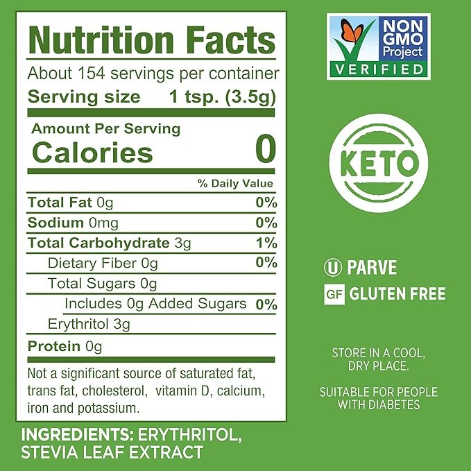 1 SteviaZero Sweetener, Natural Sugar Substitute, 19 oz Jar