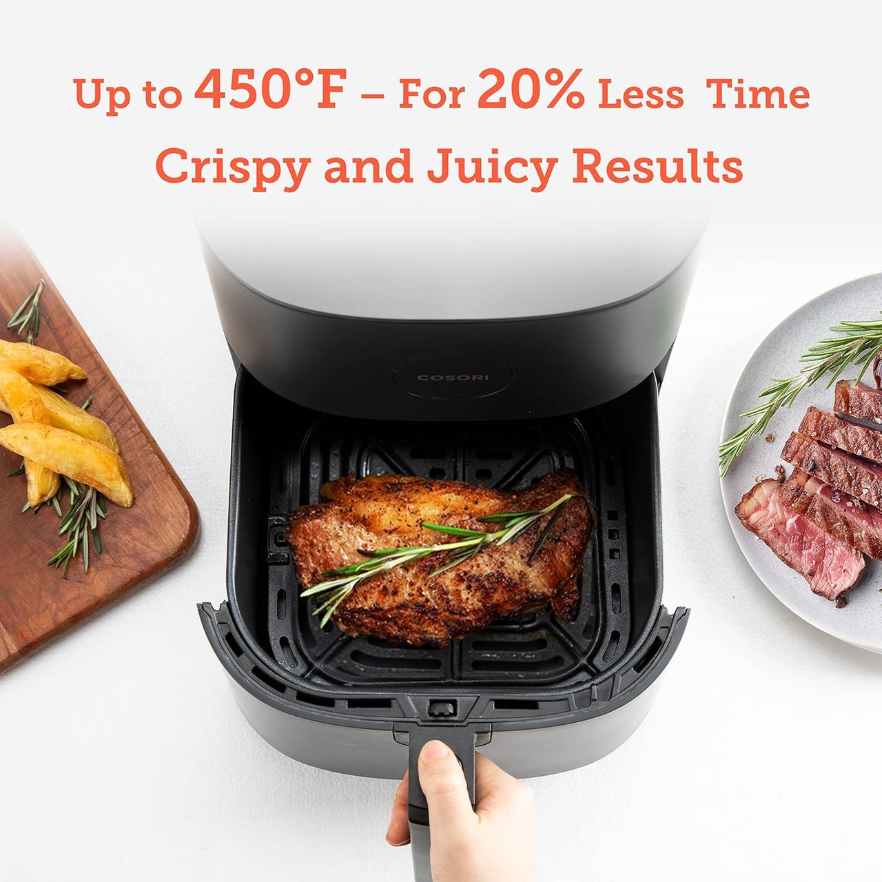 3 COSORI Air Fryer Pro LE 5-Qt Airfryer, Quick and Easy, UP to 450℉, Quiet, 85% Oil less, 130+ Recipes, 9 Customizable Functions, Mini Pizza Oven, Compact, Dishwasher Safe