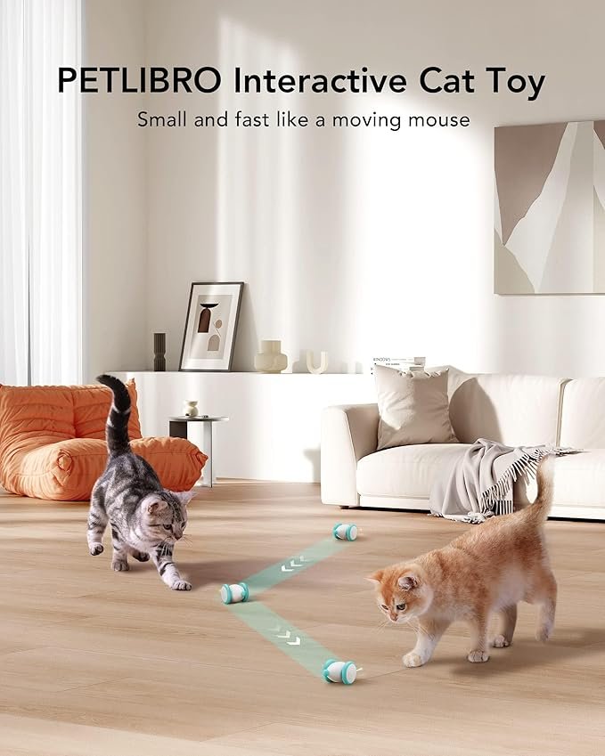 1 Interactive Cat Toys for Indoor Cats, Automatic Cat Toy with LED Lights, Cat Mouse Toys, Smart Sensing Moving Electric Cat Toys, USB Rechargeable