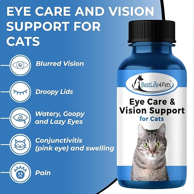 2 Eye Care and Vision Support for Cats - Holistic Kitten Eye Infection Treatment Helps with Conjunctivitis, Swelling, Discharge and More. Easy to Use Pills Relieve the Cat Eye Drops Struggle