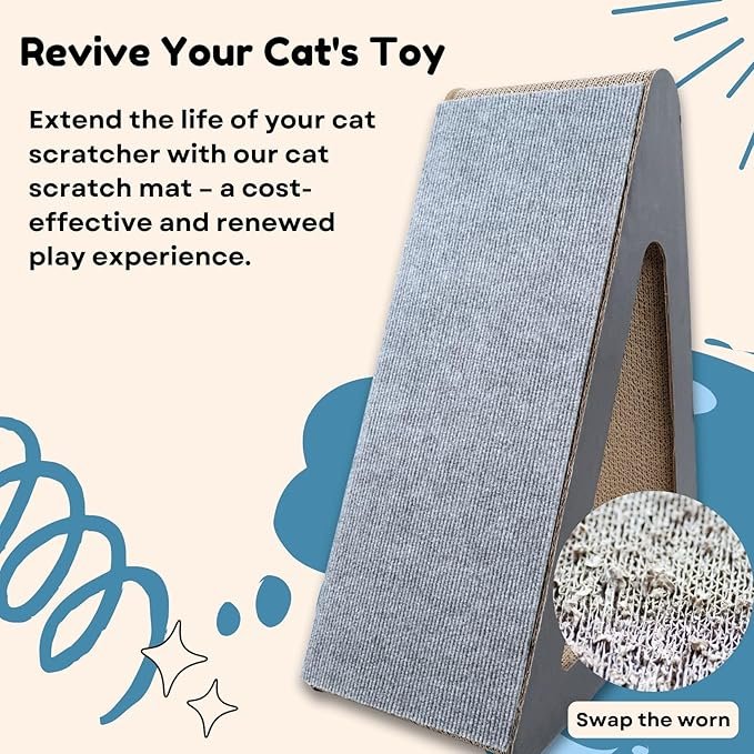 3 Cat Scratch Mat (3 Pack), 23.6’’ x 11.8’’ Cat Wall Stracther, Versatile Self-Adhesive Replacement Easy Use for Cat Trees, Cat Wall Furniture, Scratching Posts, and Couch Protection (Grey)