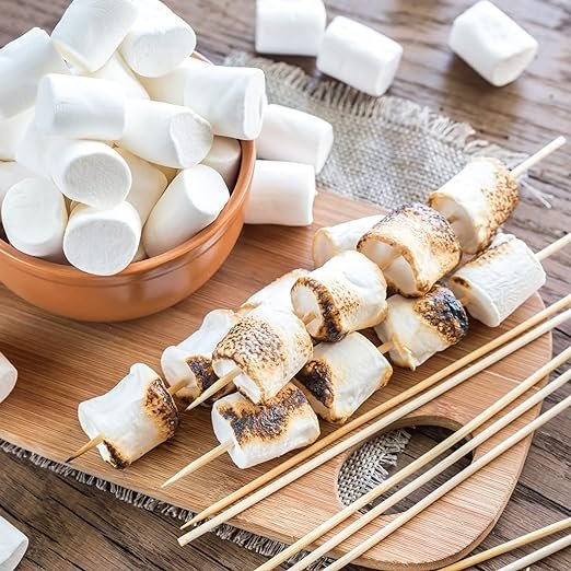 3 Large Vanilla Marshmallows with Roasting Sticks - Natural Flavors - Versatile for Campfires, S'Mores, Rice Crisp Bars, Cake Decor, Hot Chocolate
