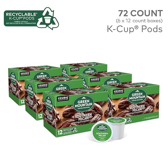 1 72-Count Keurig K-Cup Pods, Green Mountain Coffee Roasters Southern Pecan, Light Roast, Flavored Coffee