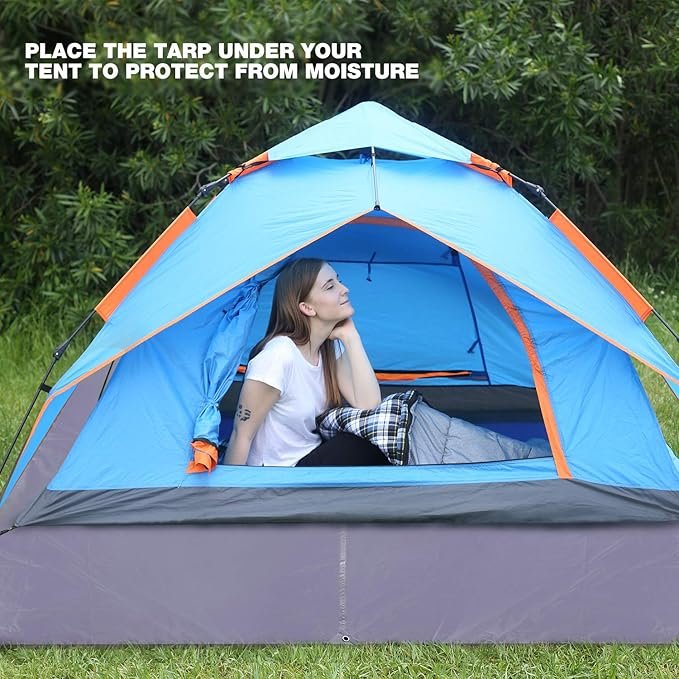 3 Large Waterproof Camping Tarp - Grey 118x116 by REDCAMP