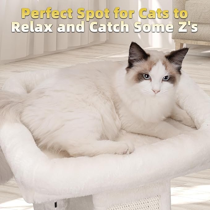 2 Cat Tree Cat Tower with Cat Scratching Post for Indoor Cats,Activity Centre Climbing Tree Cat Furniture with Playful Toy Balls,Beige