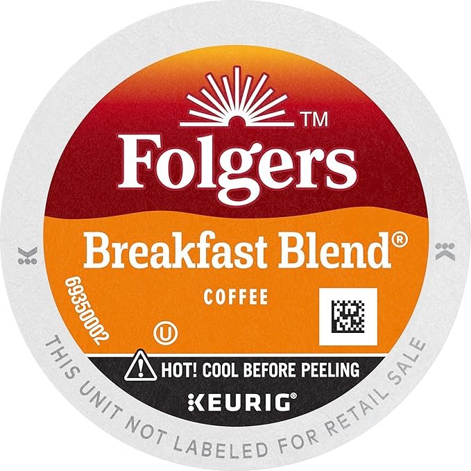 2 Keurig K-Cup Pods - 72 Folgers Breakfast Blend Mild Roast Coffee