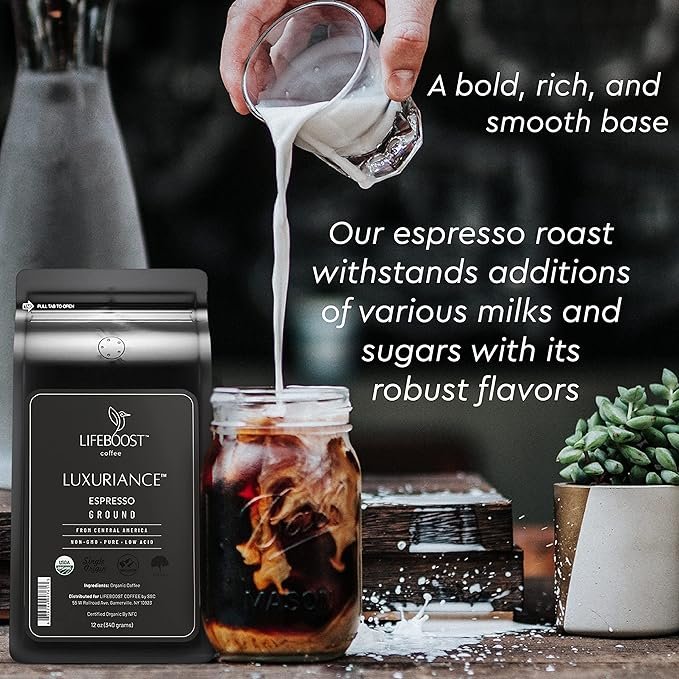 2 Lifeboost Coffee Espresso Ground Coffee - Low Acid Single Origin USDA Organic Coffee - Non-GMO Espresso Coffee Third Party Tested For Mycotoxins & Pesticides (Espresso Ground 12oz)
