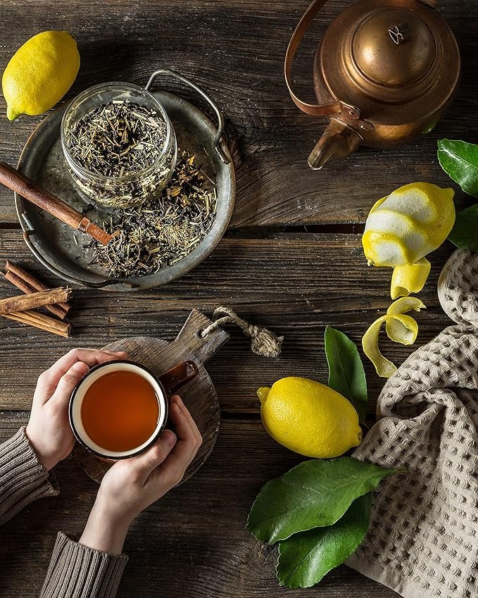 2 Gardenika Organic Green Rooibos Black Loose Leaf Tea with Lemon Peel and Lemon Myrtle – Kosher, No Natural or Artificial Flavors - 4 oz