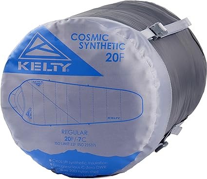 1 Kelty Cosmic Synthetic Fill 20 Degree Backpacking Sleeping Bag – Compression Straps, Stuff Sack Included