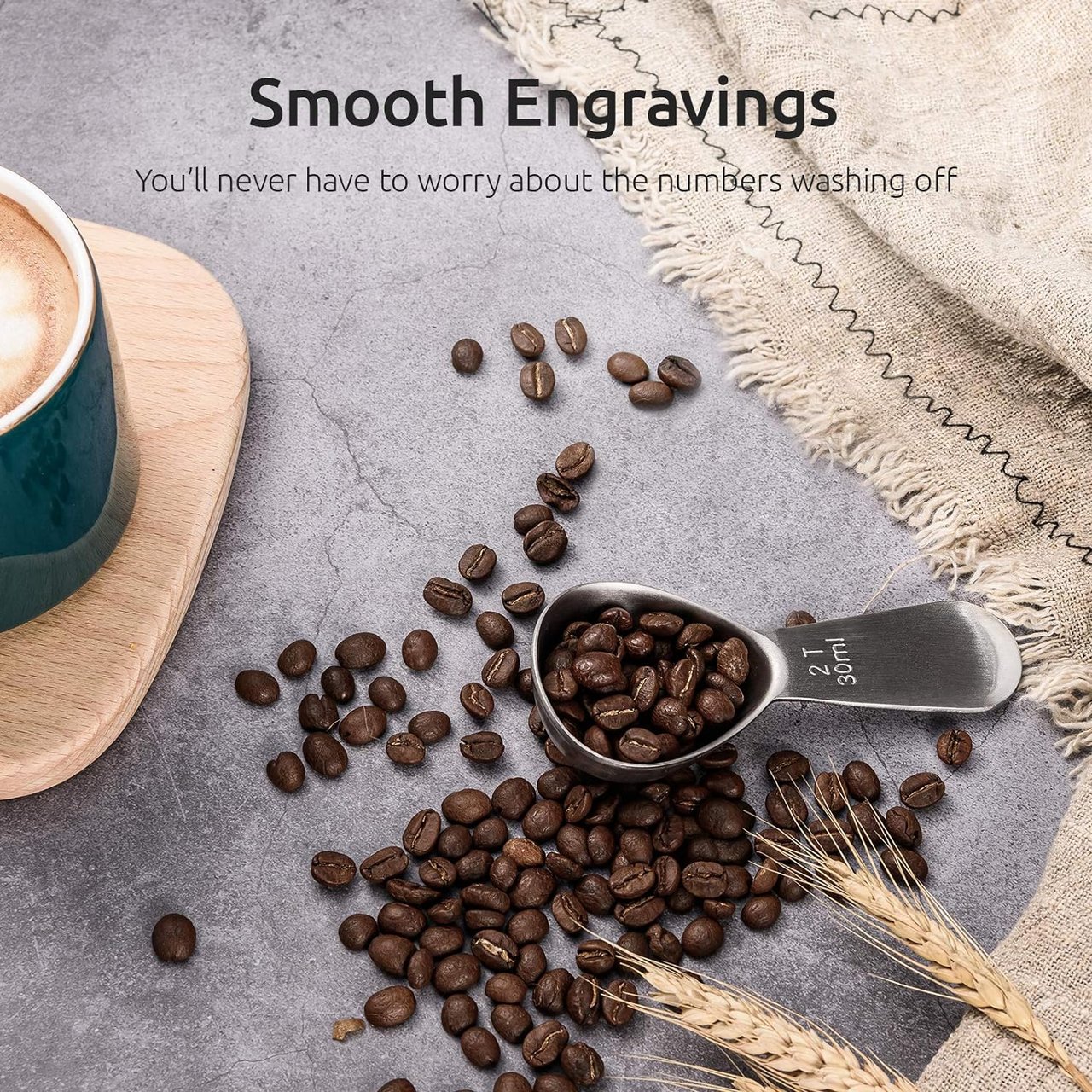 4 U-Taste Coffee Scoop: Durable 18/8 Stainless Steel Measuring Spoon for Coffee 2 Tablespoon