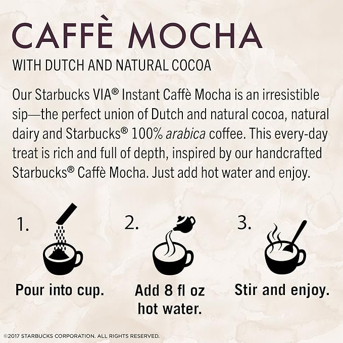 6 1 pack of Starbucks VIA Instant Mocha Caffè Latte (5 individual packets)