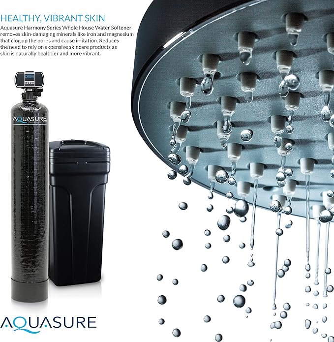 3 Aquasure 48K Harmony Series Whole House Water Softener - High Performance Metered Control Head | Minimizes Hardness & Minerals | Enhances Water Quality | Ideal for 3-4 Bathrooms