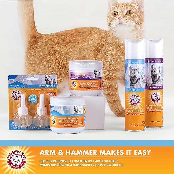 4 Arm & Hammer Pets Cat Litter Box Deodorizing Pods 2 pods, Fresh Breeze Scent | 2 Cat Litter Box Deodorizer from Arm and Hammer | Combats Cat Odors | 2 Adhesive Devices
