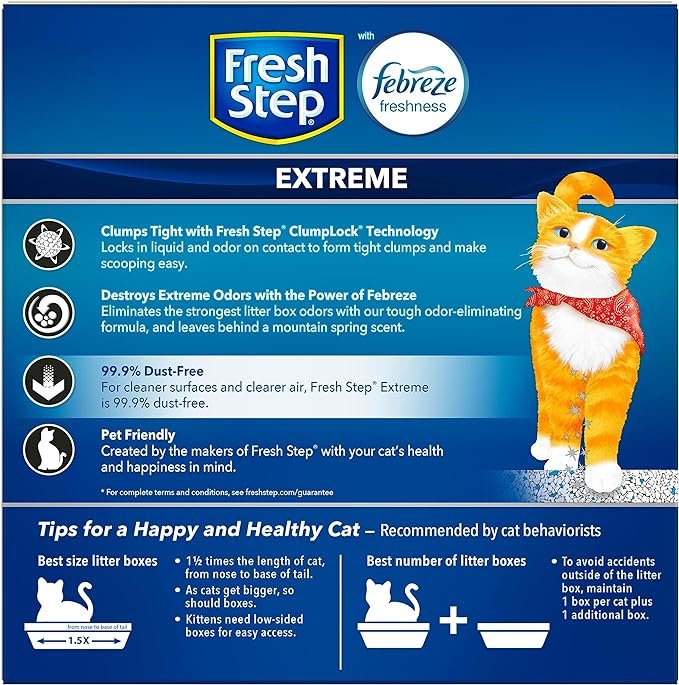 3 Fresh Step Clumping Cat Litter, Extreme, Long Lasting Odor Control Kitty Litter with Activated Charcoal, Low Dust Formula, 14 lb