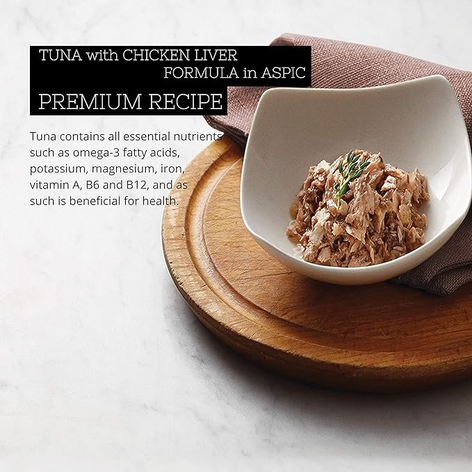 3 Fussie Cat Premium Tuna & Chicken Liver In Aspic Grain-Free Wet Cat Food 2.82oz, case of 24