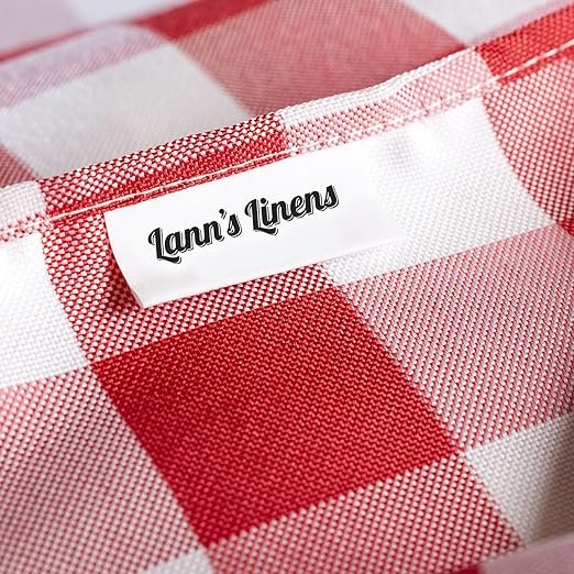 1 Lann's Linens - 60" x 126" Premium Checkered Tablecloth - Rectangular Polyester Fabric Picnic Table Cover - Red & White Gingham Cloth
