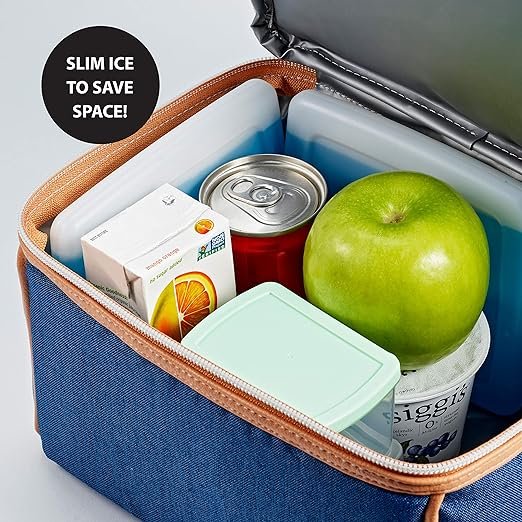 4 Fit + Fresh Cool Coolers Slim, Reusable Ice Packs for Lunch Bags, Beach Bags, Coolers, and More, Set of 4, Multicolored