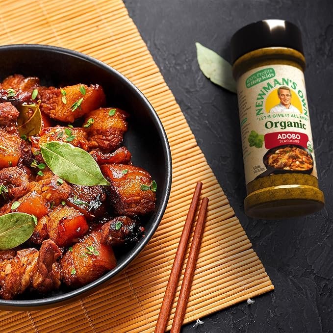 2 Newman's Own Organic Adobo Seasoning; Perfect as All Purpose Seasoning; USDA Certified Organic; No Preservatives; Non-GMO; Gluten-Free; 100% profits to help kids in need; 4.32 Oz Bottle.