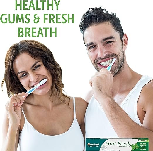 1 Himalaya Mint Fresh Gel Toothpaste, Fluoride Free to Reduce Plaque & Brighten Teeth, 6.17 oz, 2 Pack