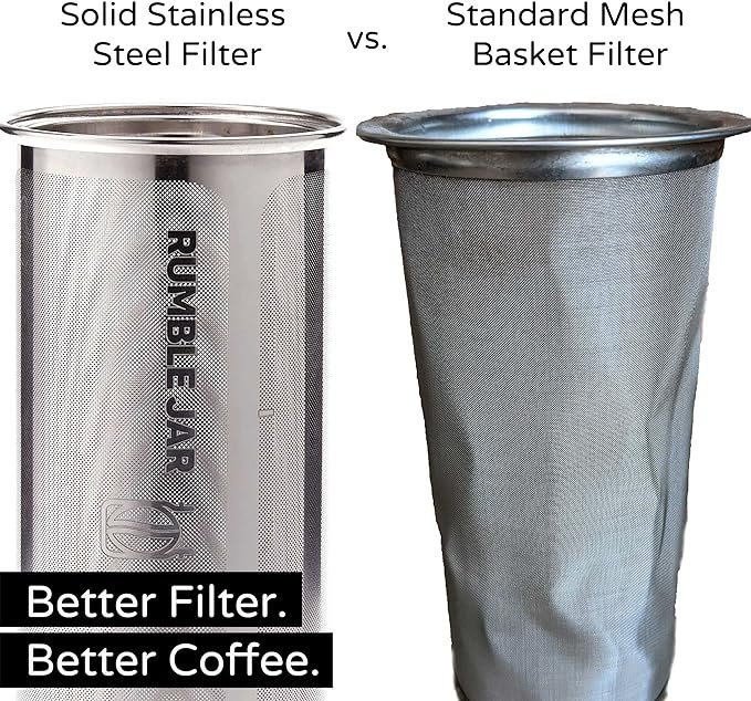 3 Rumble Brew - Advanced Cold Brew Coffee Maker - Enhanced Filtration for Coarse Grounds & Intense Coffee - Filter Only (Mason Jar not included)
